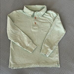 Mini Boden Light Mint Long-Sleeve Polo with Pocket